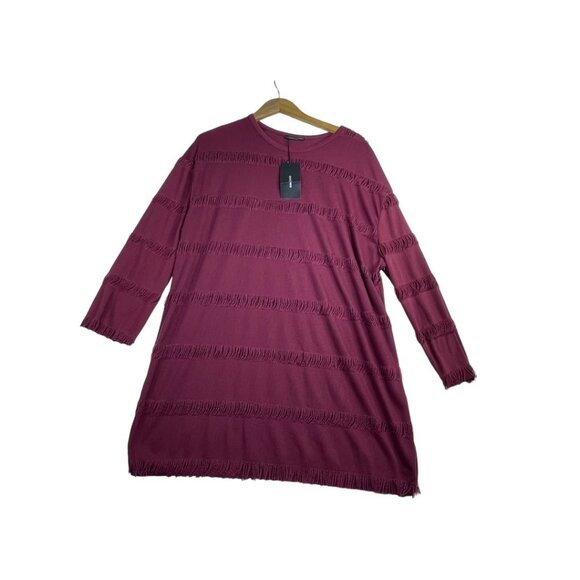 New‎ Zara Charleston Fringed Dress size Medium Red Burgundy AS IS - Picture 1 of 8